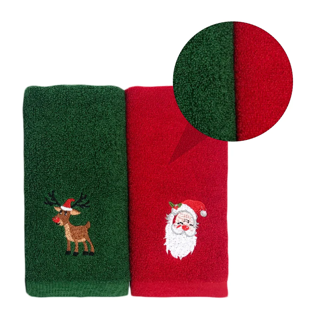 2 Pcs Christmas Towel Present Gifts Party Favor Cotton Cleaning Themed Cartoon Face