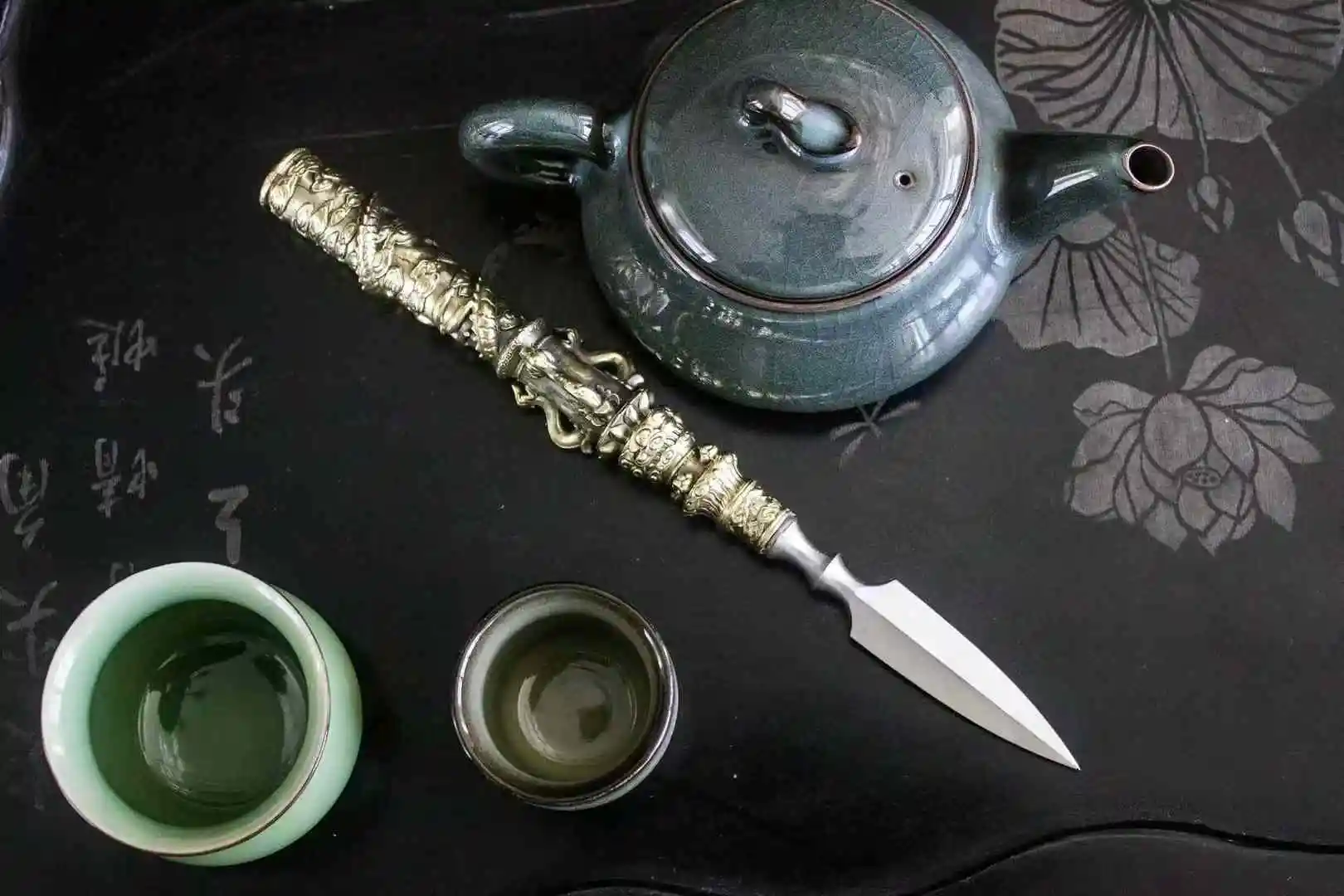 

Black Myth Wukong · 23.6cm Kismet Tea Knife Sword Tea Needle 9Cr High Chromium Steel Blade Brass Copper Handle Unsharp