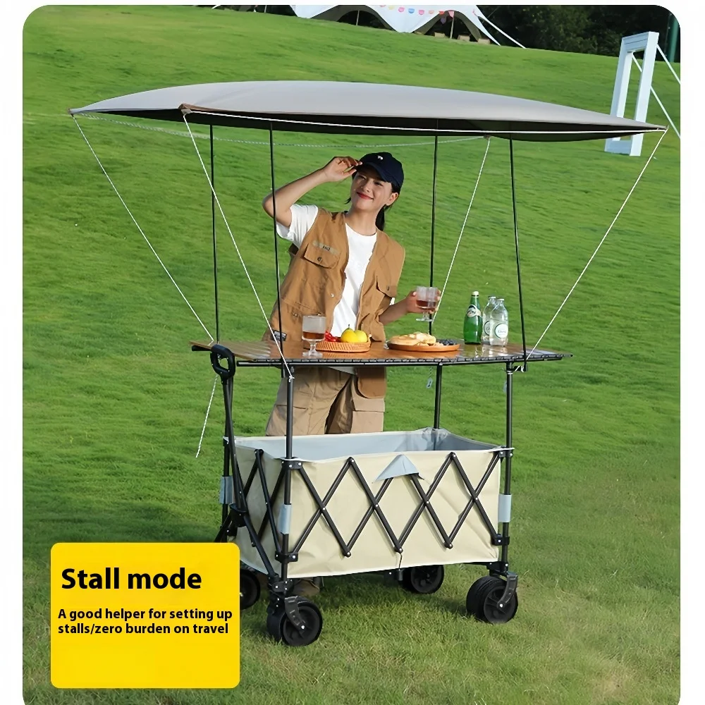 

Foldable, Large-Sized Outdoor Camping Cart for Picnics and Vendor Use, Specialized Cart for Camping and Street Vending