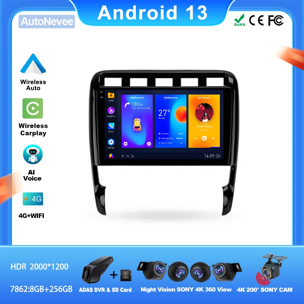 

Carplay Android For PORSCHE CAYENNE I 1 9PA 2002 - 2010 Multimedia Automotiva Stereo Screen Car Radio Bluetooth Pantalla Coche