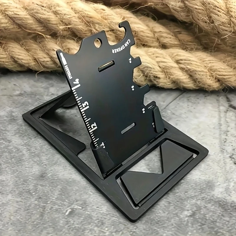 Multi functional phone holder 10 in one tool card outdoor folding stainless steel mini bottle opener metal holder