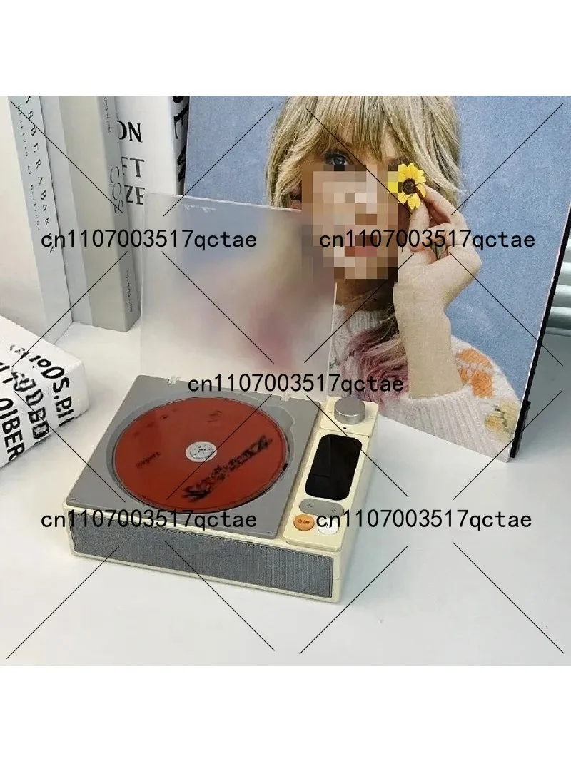 Retro Phonograph Turntable Record Player with Built-in CD Receiver Speaker, 4000mAh Portable Home Audio System