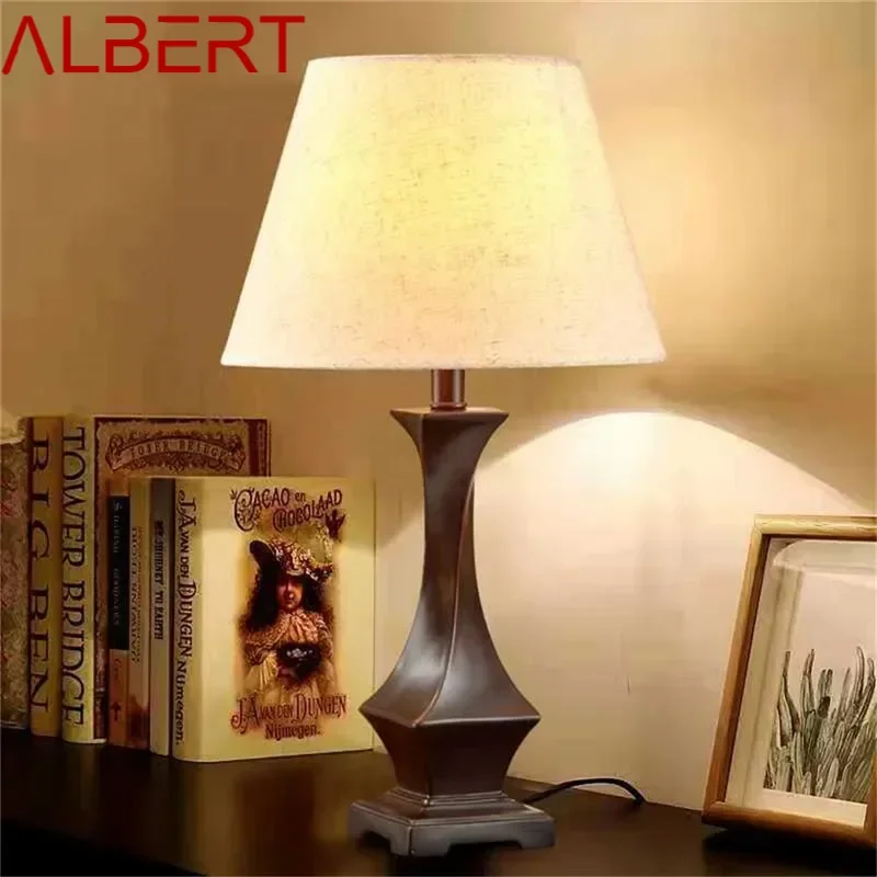 ALBERT Lámpara de mesa retro americana Sala de estar de lujo francesa Estudio Villa Hotel Dormitorio LED Mesita de noche Luz de escritorio