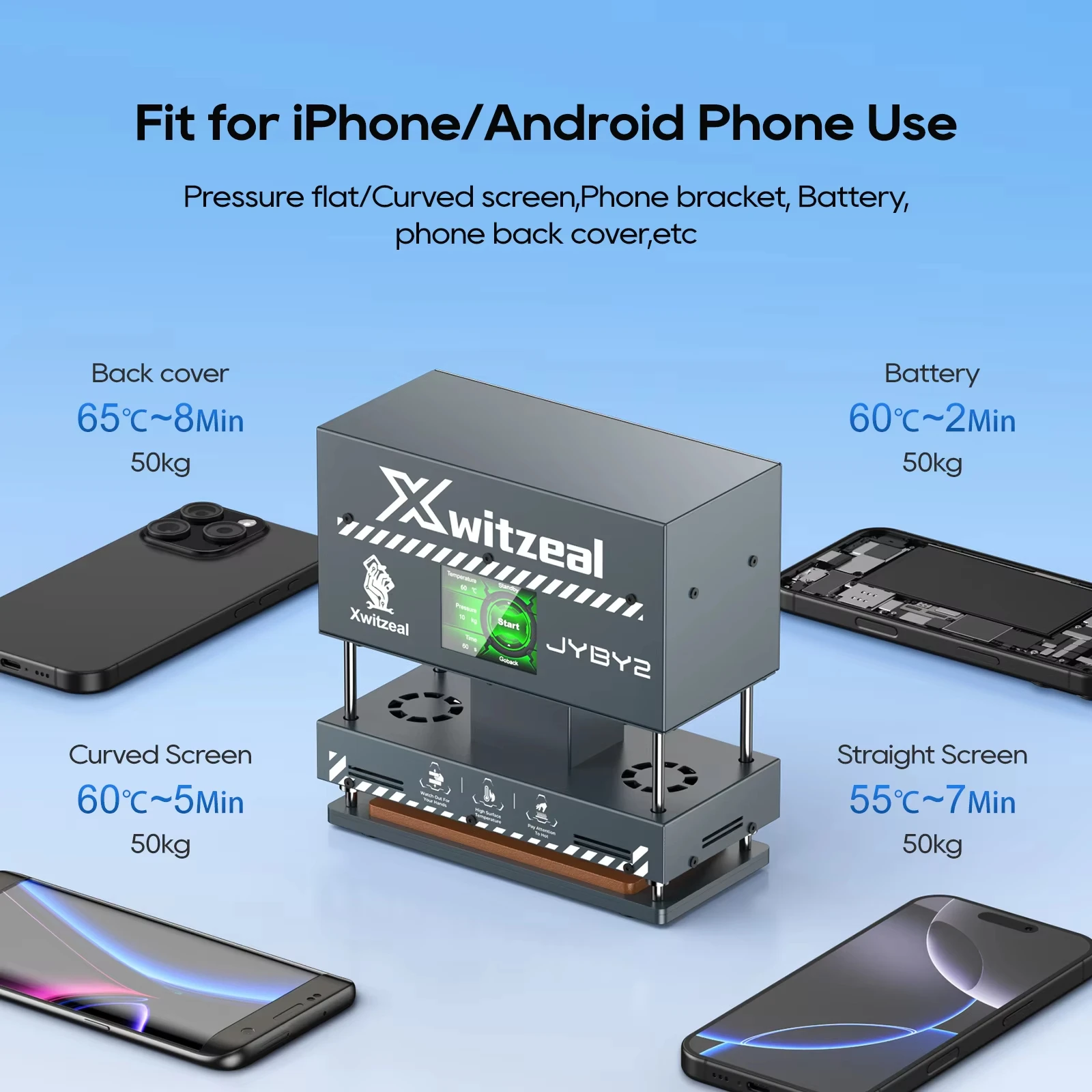 

JYBY2 Automatic Phone Screen Press Machine with Uniform Heating for iPhone/Android Screen & Back Cover Repair