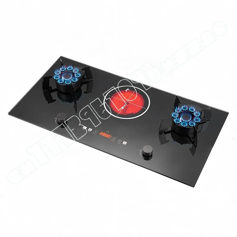 Three-eye flip cover embedded gas stove wholesale glass gas stove