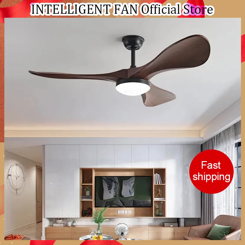 

52Inch Modern LED Ceiling Fan Light Strong Winds Restaurant Living Room Household Electric Fan Mute With Lamp Ceiling Fan 220V