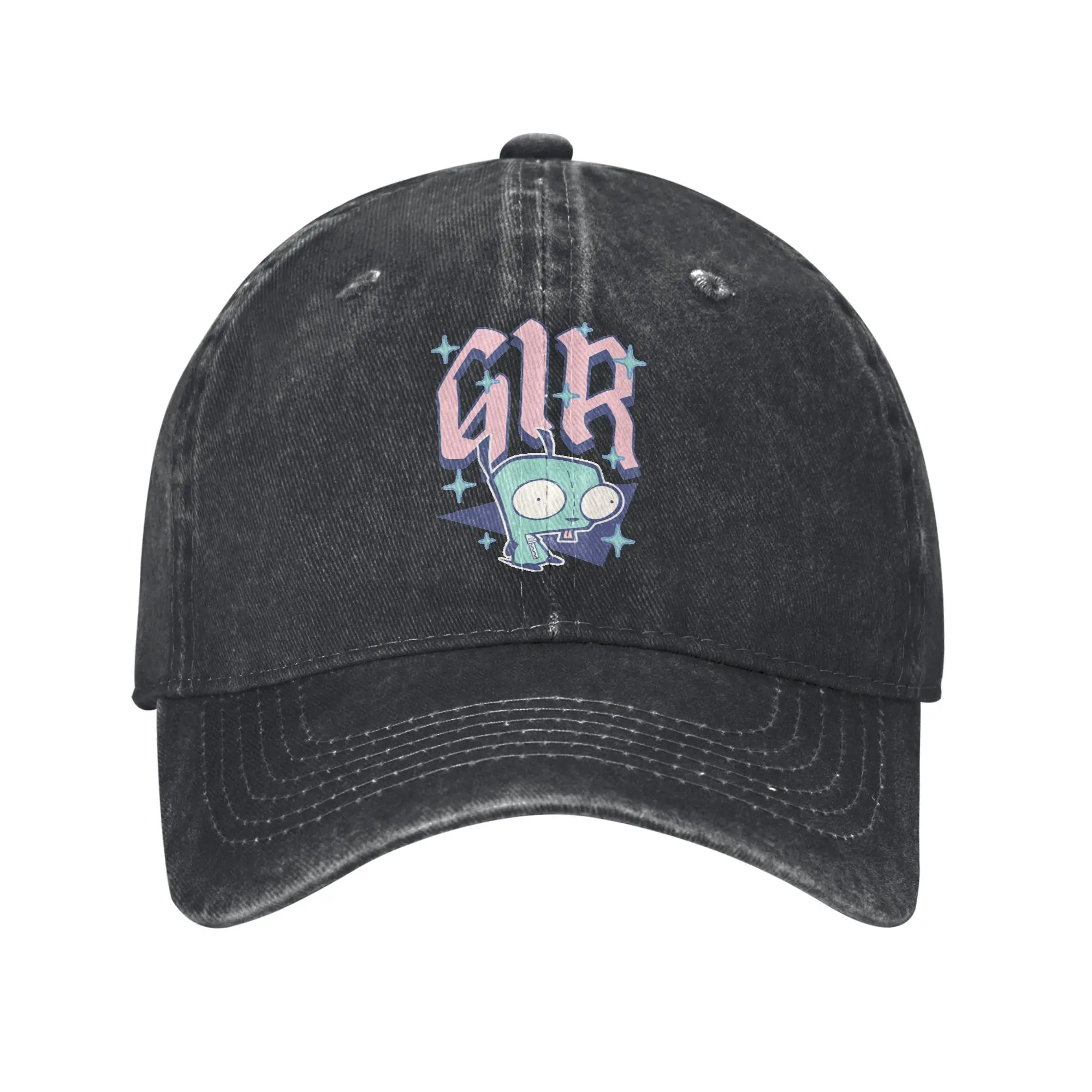 Cartoon Invaders Zim Gir Baseball Cap Vintage Distressed Denim  Snapback Cap Unisex Summer Adjustable Caps Hat