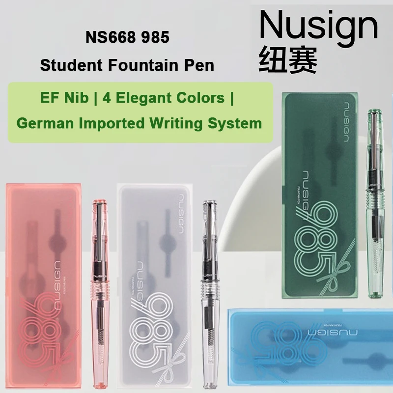

Ручка-фонтан Nusign NS668 985, немецкая, с легким пружинящим пером, легкая, с треугольным захватом, для правильной постановки руки, подарочные принадлежности, коробка из полипропилена