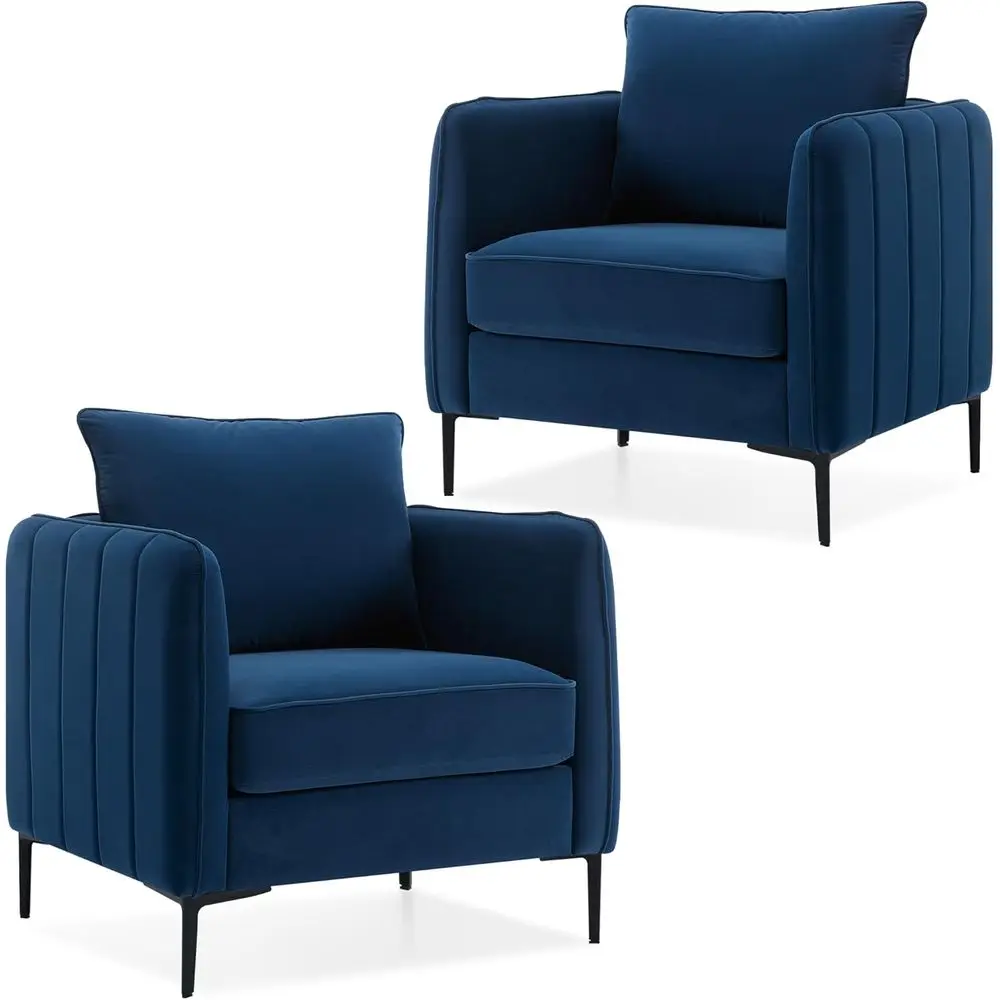 

Pair of Elegant Velvet Upholstered Accent Chairs with Thick Cushion and Wooden Legs for Living Room, Bedroom, or Office