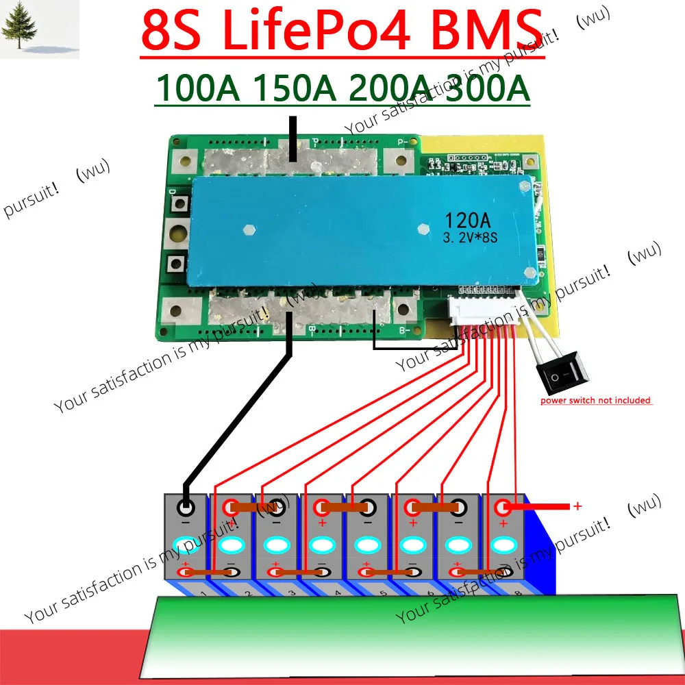 3.2V 8S 24V 100A 150A 200A 300A BMS Lifepo4 Lithium iron phosphate Battery Protection Board W Balance RV Inverter high current
