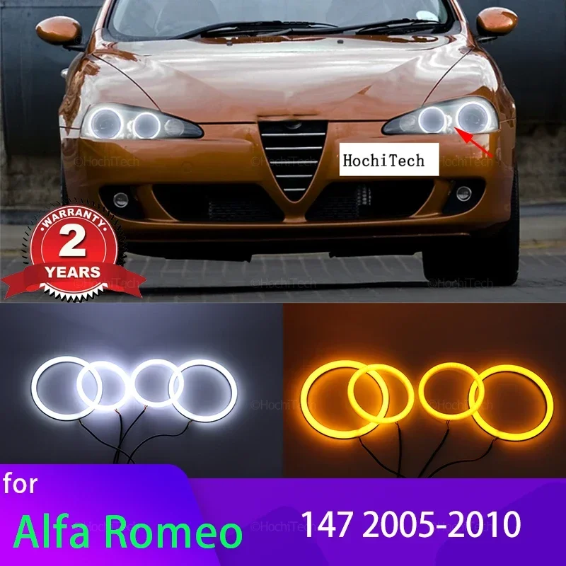 Bawełniane pierścienie świetlne Switchback DRL LED Angel Eyes Kit do Alfa Romeo 147 2005-2010 Samochodowe reflektory modernizacyjne Stylizacja samochodu