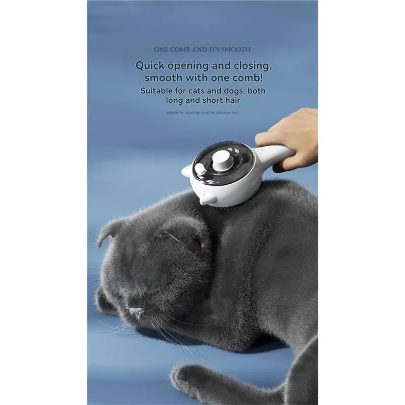 ABKY-Steam Brush Electric Pet Grooming Tool One-Click Cleaning Comb For Cats Dogs Anti-Static Hair Removal