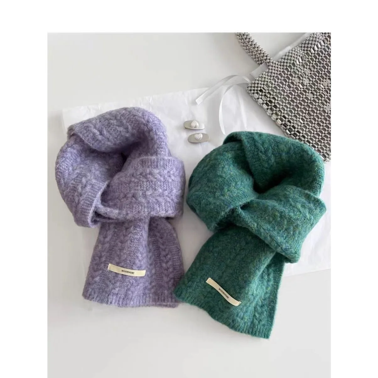 cachecol-verde-de-trico-de-alta-qualidade-para-mulheres-design-torcido-acessorio-quente-de-inverno-cor-solida-versatil-ad