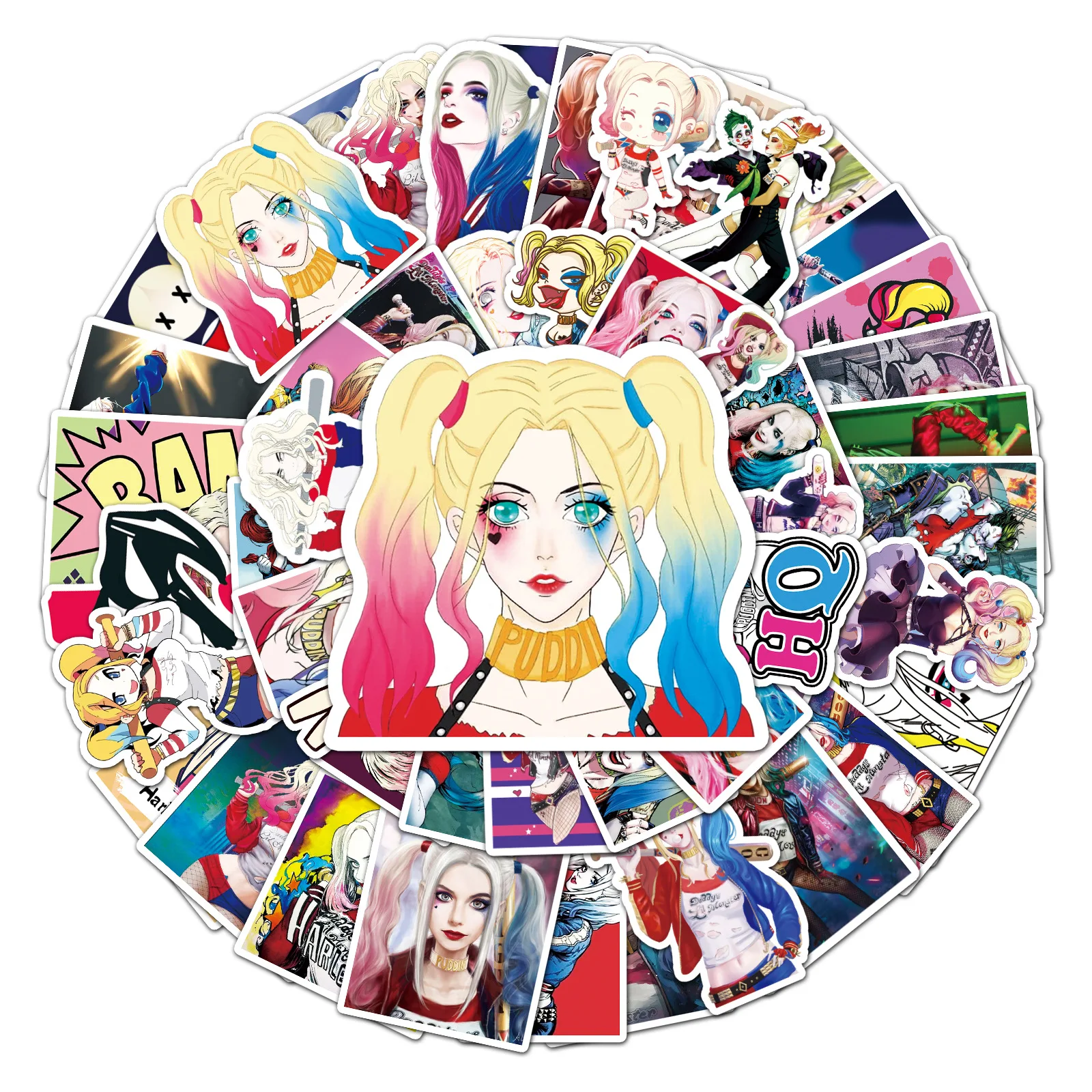 52pcs Harley Quinn Luggage Suitcase Waterproof Bicycle Skateboard Graffiti Stickers