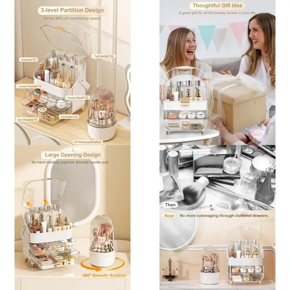 

Rose Gold Vanity Makeup Organizer and Skincare Storage Box for Teen Girls' Trendy Bathroom Counter