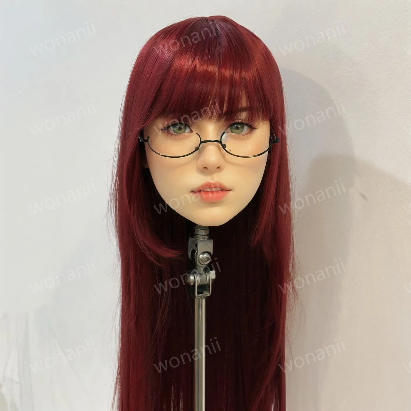 1:1 Nachbildung eines weiblichen Kopfes, aus TPE-Material, burgunderrote Perücke, abnehmbare Perücke, sexy Puppe, für erwachsene Männer, mit weicher Textur