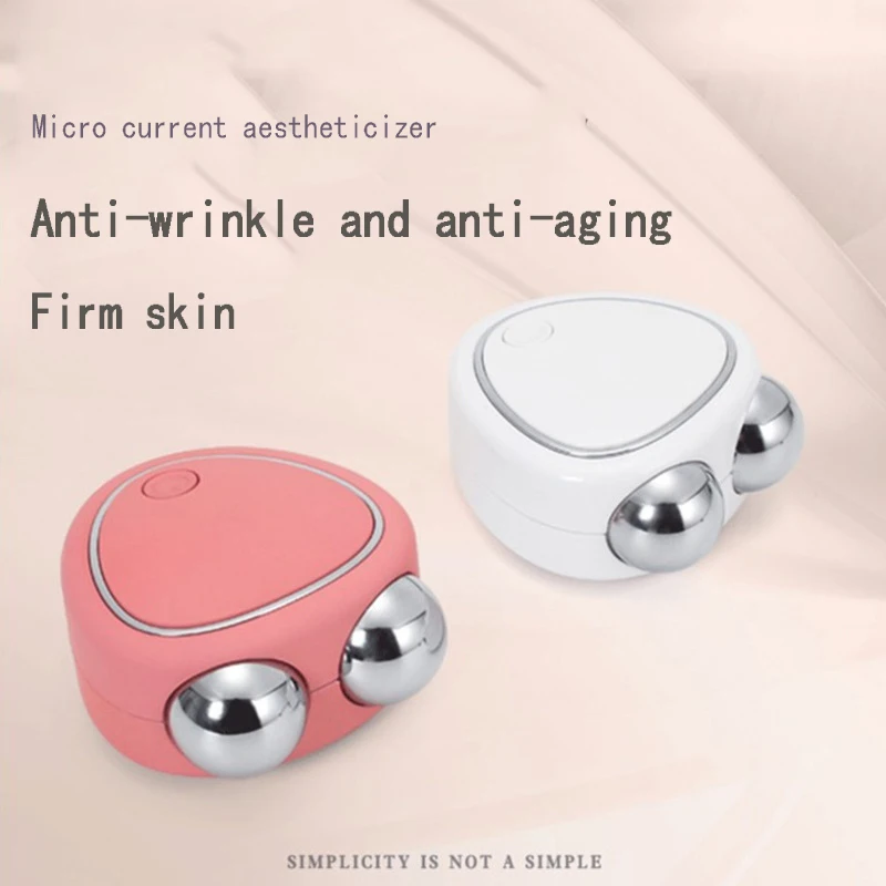 Instrument de cosmétologie à microcourant pour le visage domestique, Portable, Lifting de la peau, élimination des œdèmes du visage fin, Mini masseur à Double rouleau