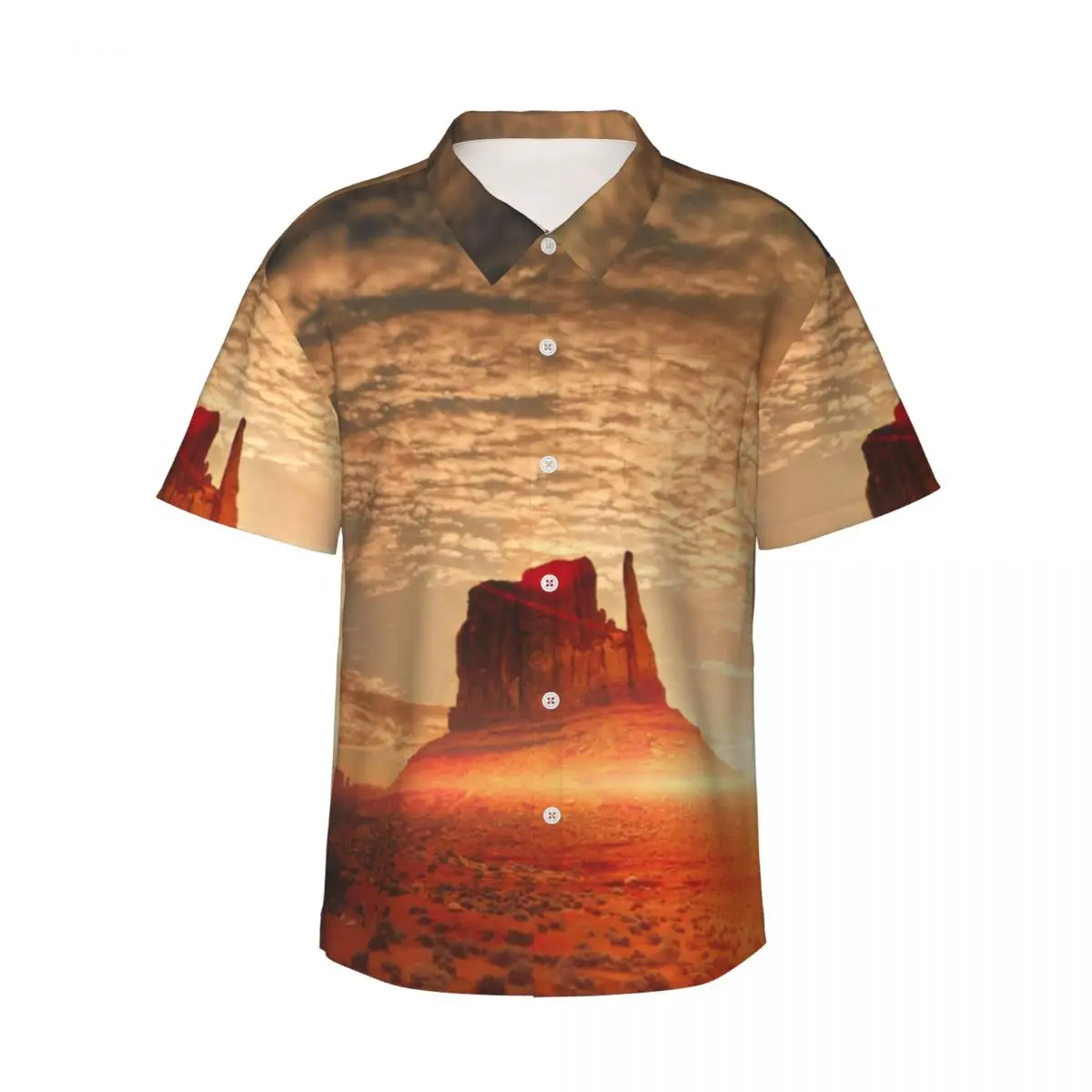 

American Desert Casual Shirt Sunset Print Loose Hawaiian Shirts Man Short Sleeve Beach Y2K Funny Custom Oversized Blouses