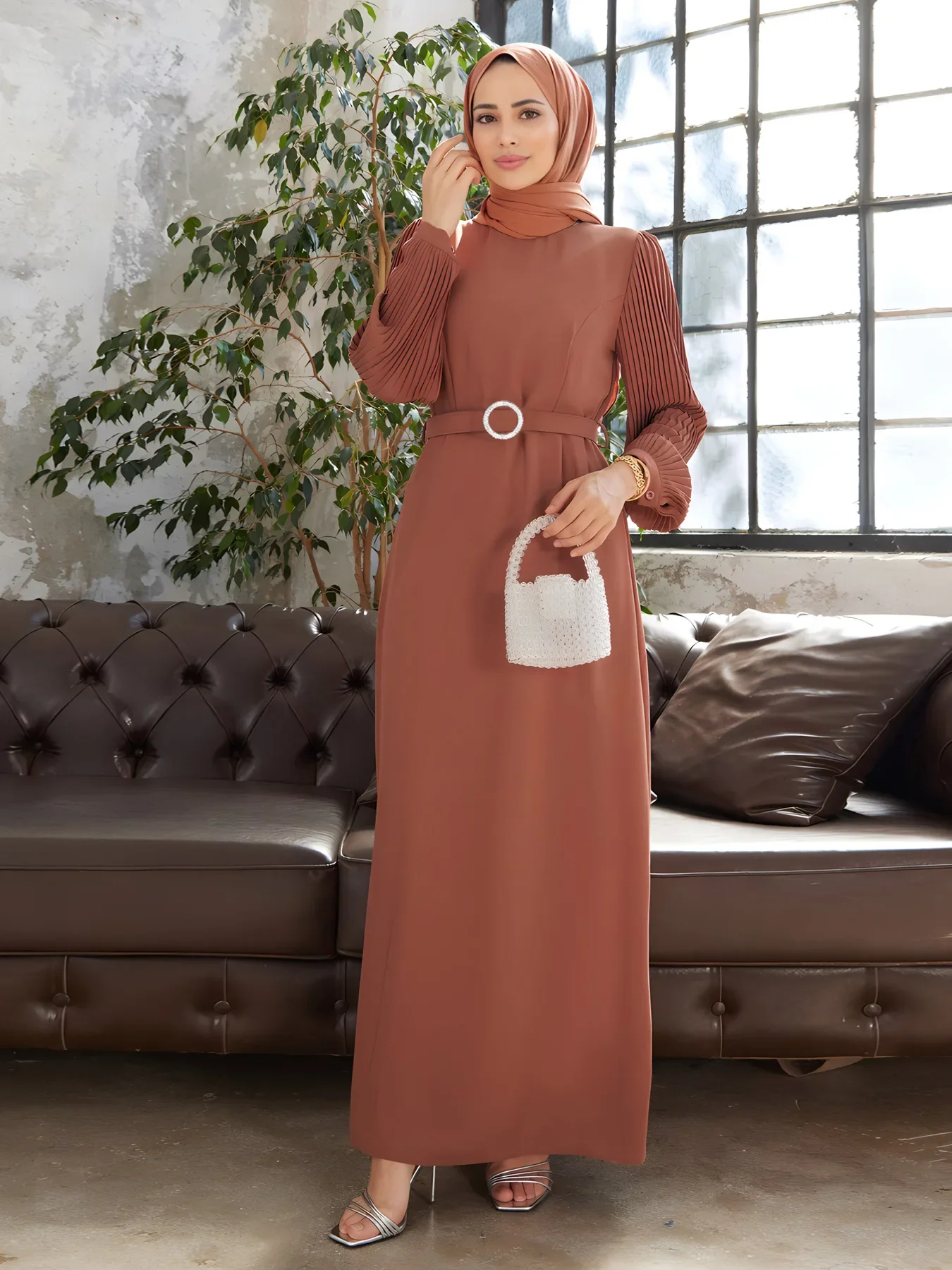 女性のためのイスラム教徒のプリーツアバヤ,イスラムのロングドレス,トルコのドレス,ドバイのカフタン,eidのパーティードレス,アラブのドレス,ベルト付きのモロッコのカフタン