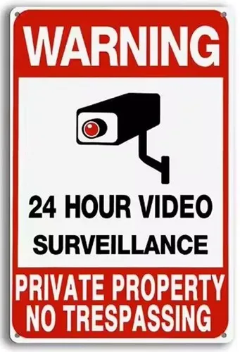 Warning 24 Hour Video Surveillance Security Metal Sign ; Wall Art