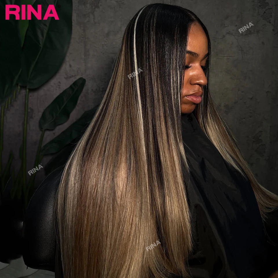 أسود شقراء تسليط الضوء على تصفيفة الشعر المموجة الملونة 13X6 13X4 الدانتيل الباروكة الأمامية قبل قطعها 100% باروكة من شعر طبيعي للنساء #1