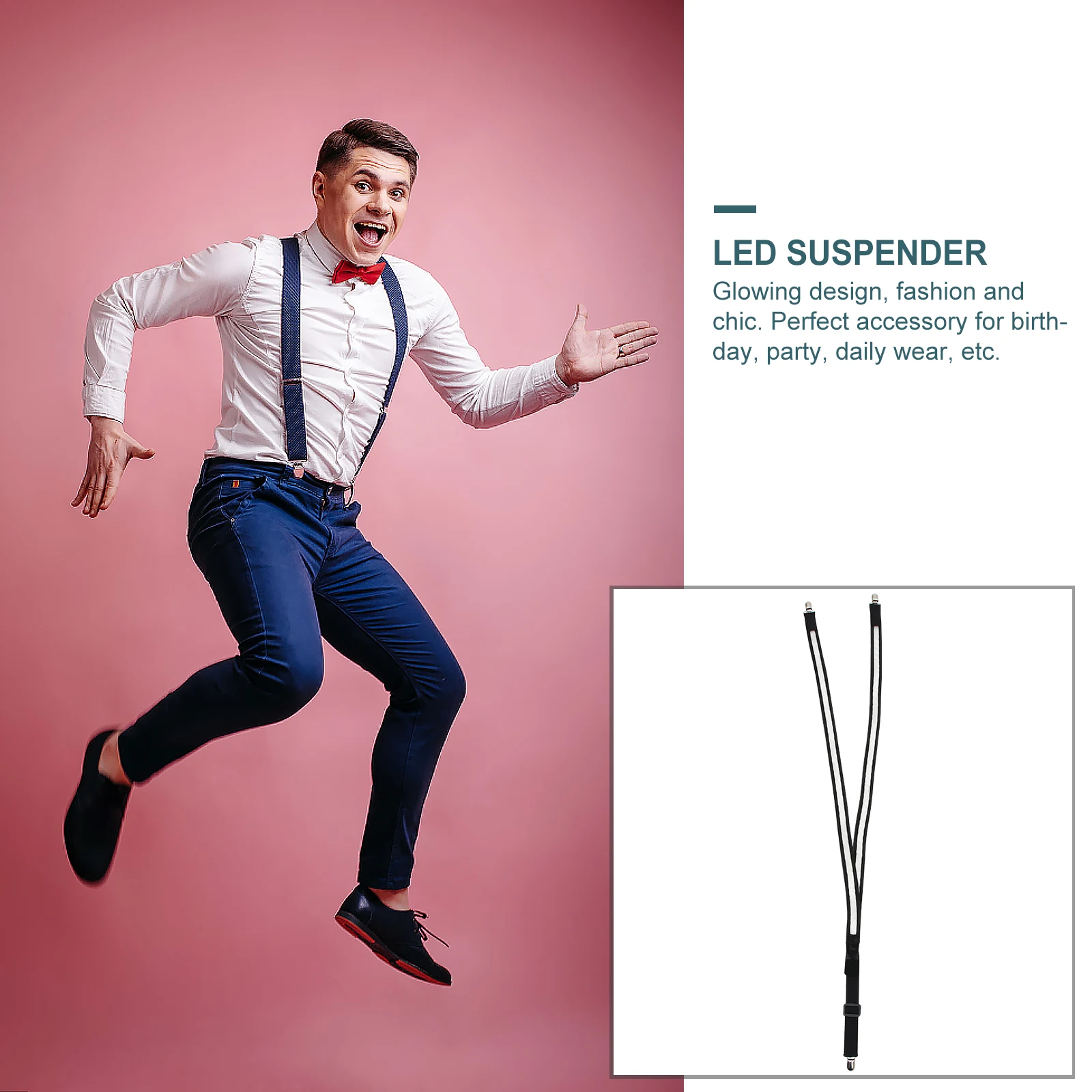 

Luminous Suspenders Elastic Adjustable Y Shaped Clip on LED Glowing Festival Mens Accessories Optic TPU Strip Sturdy