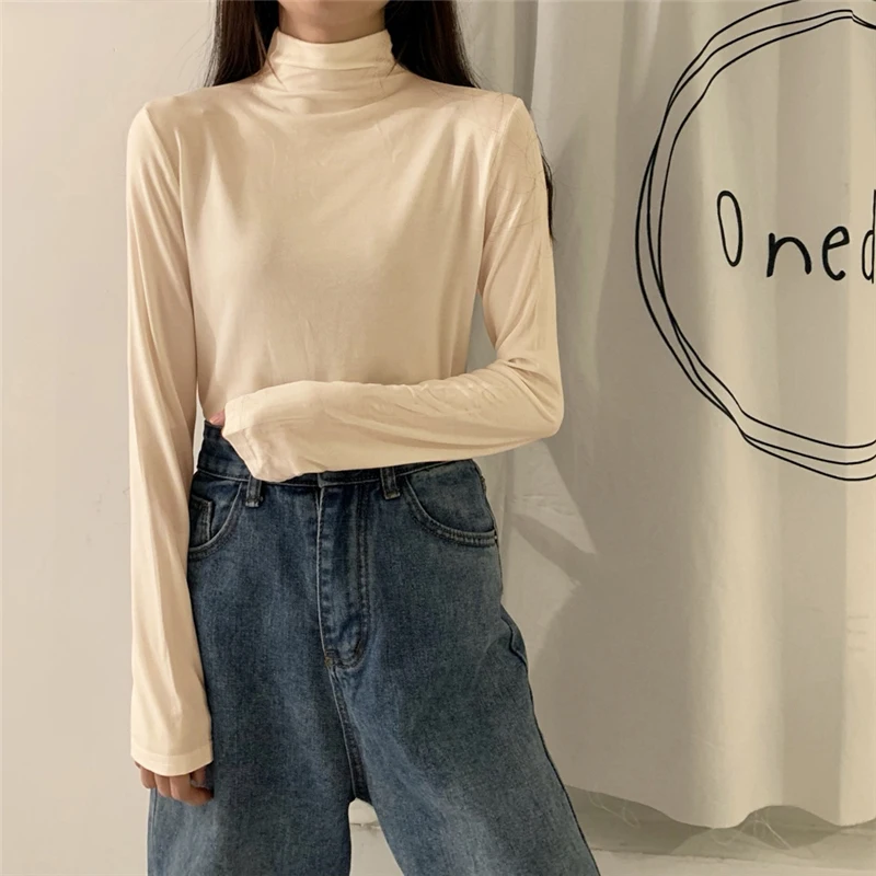 Thiened Fce Outono Inverno Camiseta Slim Fit Cor Base Camada irt Dupla Face Veludo Faionable Commute Sle