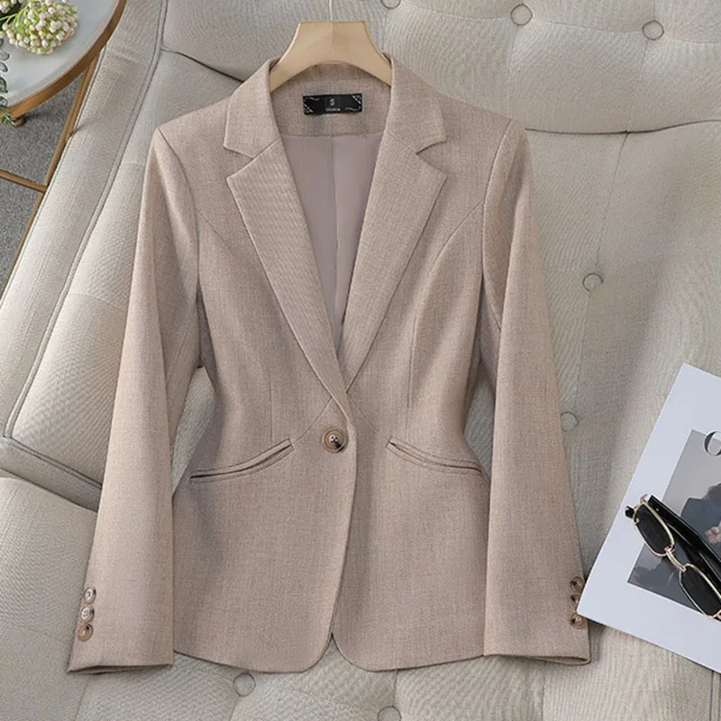 New Ladies Formal Blazer Women Long Sleeve Single Button Slim Business Work Jacket Coat Female Spring Autumn Suit Jacket Outwear