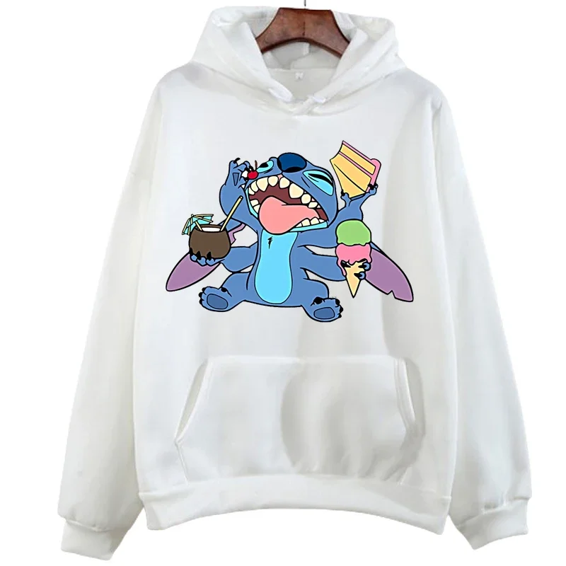 Women Hoodies Cartoon Stitch Print Sweatshirt Autumn O-Neck Long Sleeve Hoodie Pullover Casual Streetwear Harajuku Clothes Tops