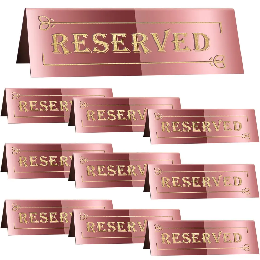 

10pcs acrylic reserved table tent sign, waterproof, double-sided, suitable for weddings, restaurants, and office meetings.