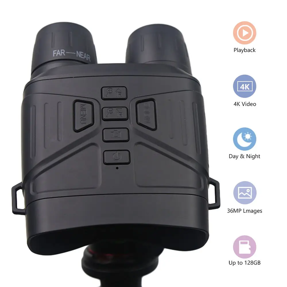 

Portable Night vision binoculars 4K video 36MP photo with 32gb card 4000mha battery day and night camping hunting used by adult