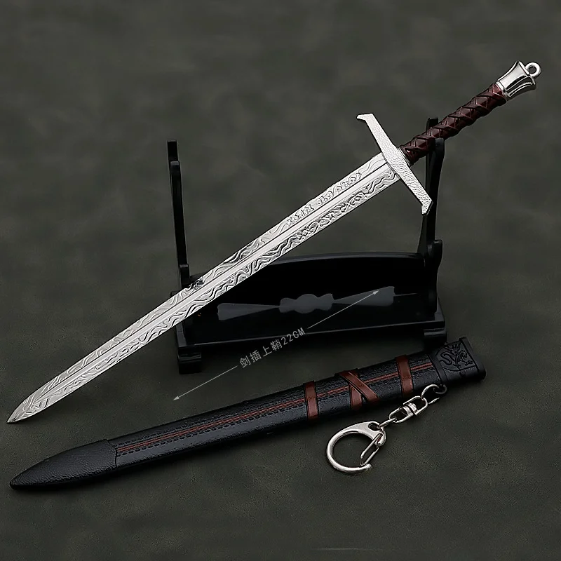 22cm King Arthur Pendragon Medieval Samurai Sword Metal Material Katana Accessorie Keychains Ornaments Crafts Gifts Toys Boys