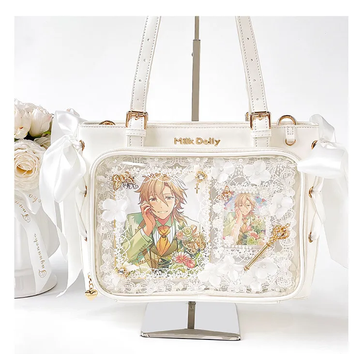 Ita Bag 2026 New Display Tote Bag for Girls High-capacity Shoulder Bags Sweet Ribbons Bow Underarm Bag Transparent Bolsa