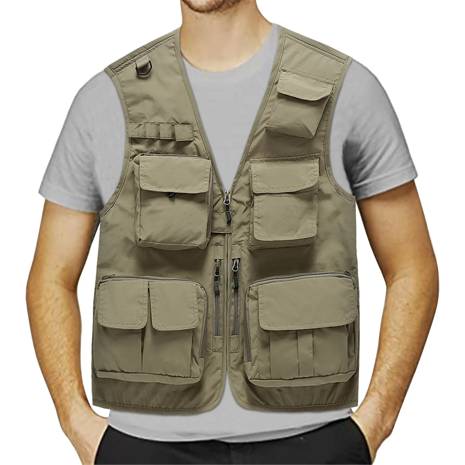 

Summer Men Unloading Tactical Zipper Multi-pocket Vest Casual Men's Photographer Waistcoat Tank Work Basic Jacket Tools Vest