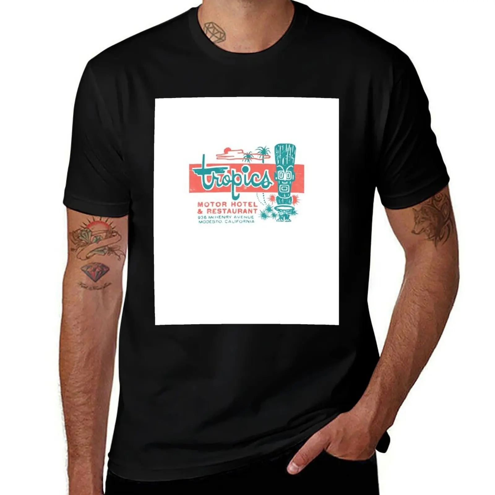 Tropics Motor Hotel / Tiki / 1950s / Polynesian Retro Surf Style T-Shirt Plus Size Comfort Fit Tee T-Shirt