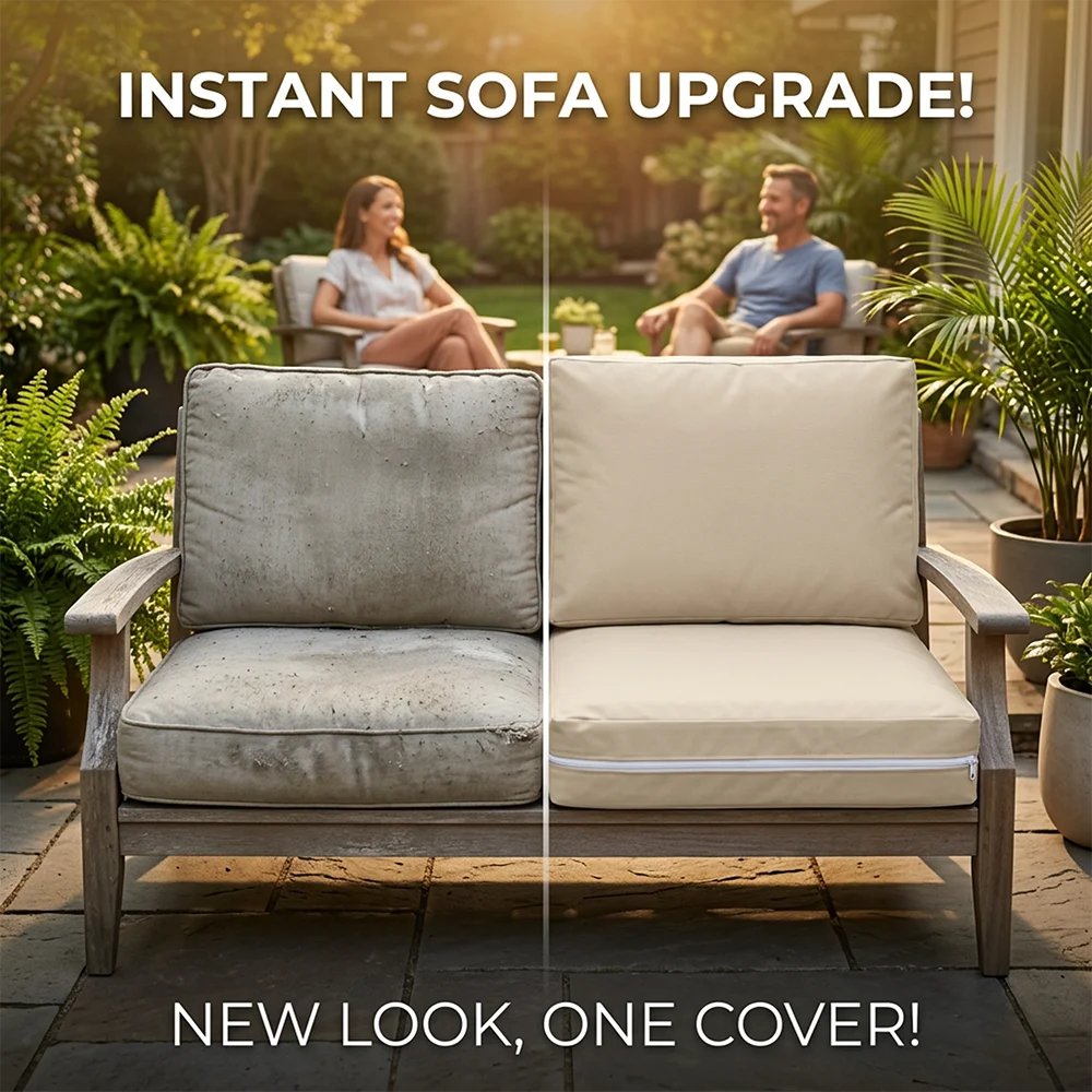 10 Size Patio Chair Seat Covers  , Windproof, Water Resistant Patio Cushion Slipcovers Replacement, Patio Cushion Covers
