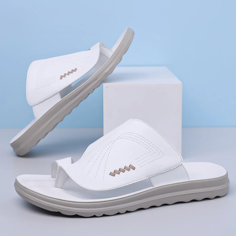 Men's Summer Fashion Sandals Simple Beach Shoes Thick Bottom Soft Anti-slip Slip-On Slippers