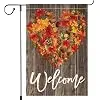 Welcome Maple Leaf Heart Fall Garden Flag 12x18 Inch Double Sided Autumn Small Garden Flags for Outdoor House Villa Lawn Dec llz
