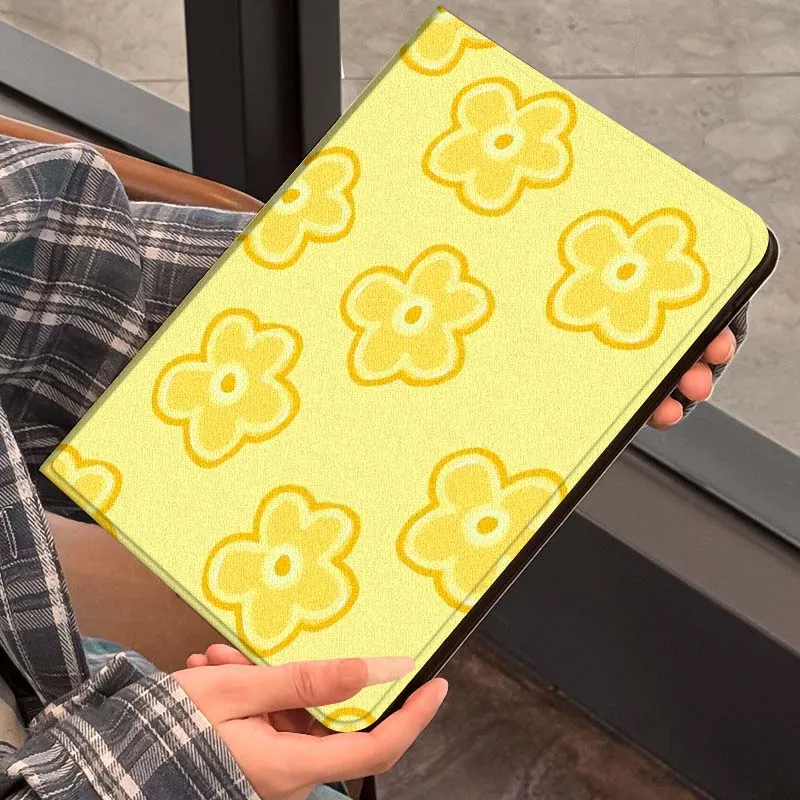 Cartoon-Blumen-Doodle-Muster für iPad Pro 7 8 9 Gen 2 11 13 5. 6. 10. 11. M5 M4 12.9 10.9 10.2 Zoll 2024 2025 Tablet-Hülle