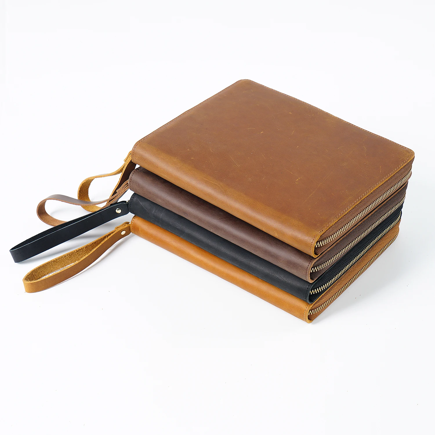 High-end Genuine Leather Zipper A5 Planner Cover for Hobonichi Leuchtturm 1917 Journal Zip portfolio Organiser Notebook Folio