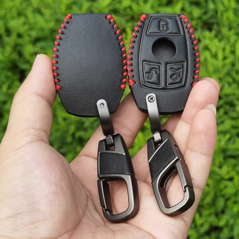 New Leather Car Key Fob Case Cover Protector For Mercedes Benz E C G M R S Class W204 W212 W176 GLC CLA GLA AMG Car Accessories