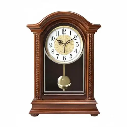Wall Clock Wooden Pendulum Table Mantelpiece Analog Vintage Decorative Upright Cabinet Classic Style Suitable for Shelf