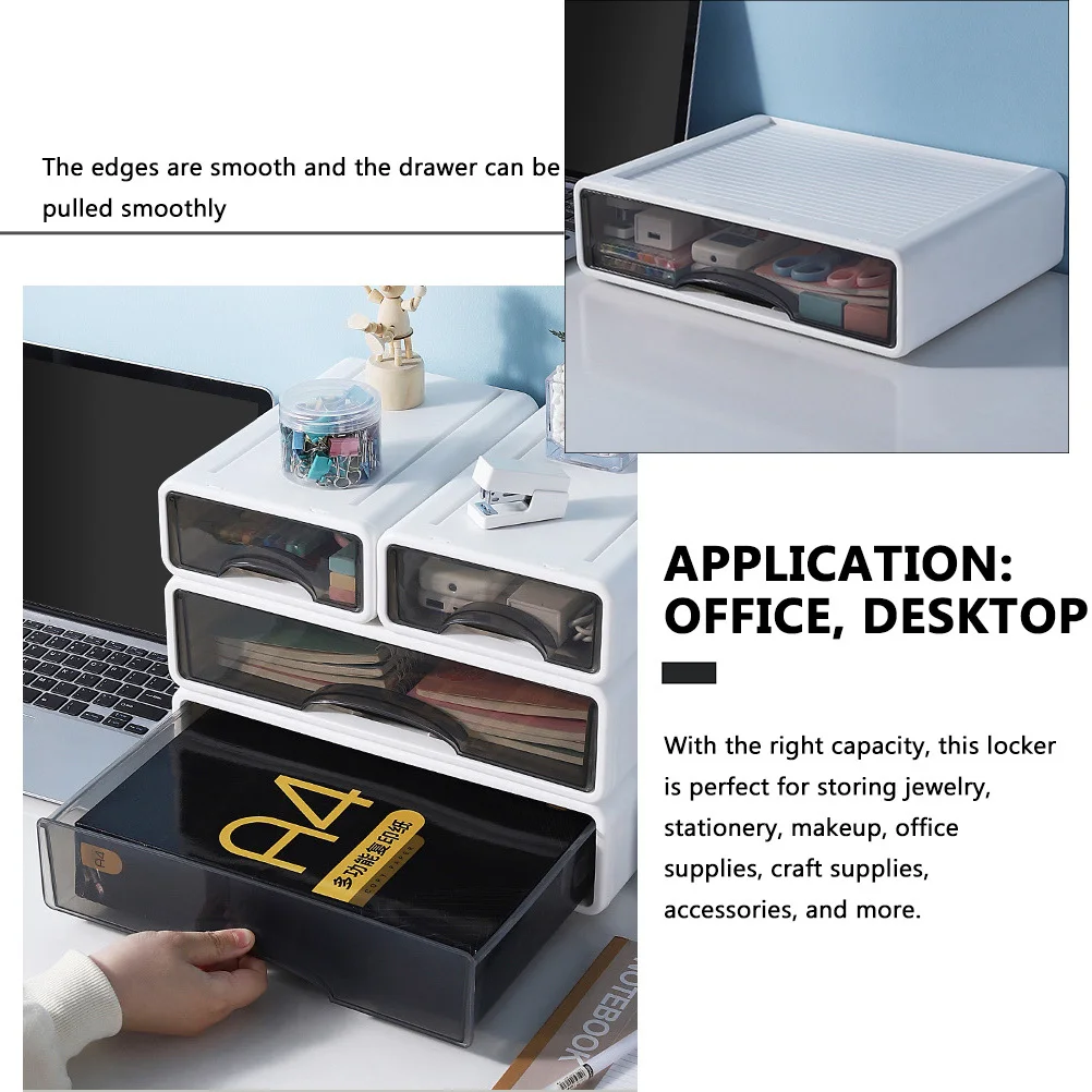 

Desk Storage Box Plastic PP Organizer Stackable Drawer Container for Jewelry Makeup Stationery Office Sundries Storage