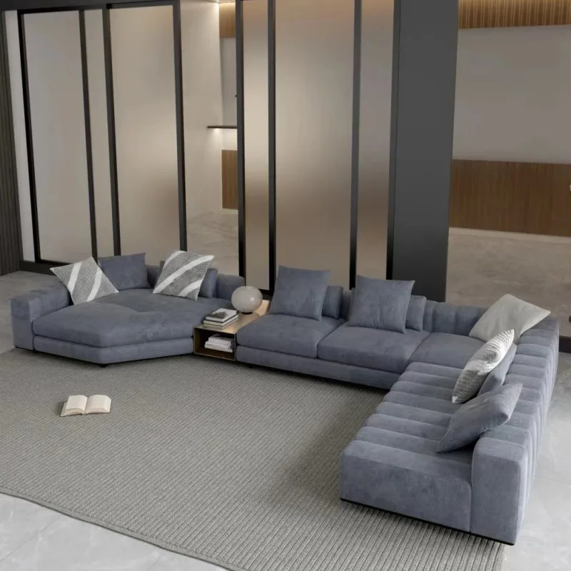 Designer straight row corner concubine position light luxury large flat floor apartment piano keys living room fabric sofa