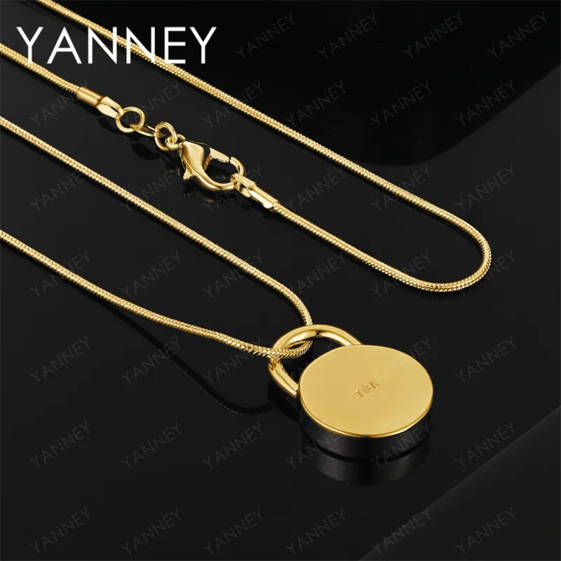 

925 Sterling Silver 18k Gold 16-30 Inch Exquisite Round Lock Pendant Necklace Women'S Accessories Fashion Gift Wedding Jewelry