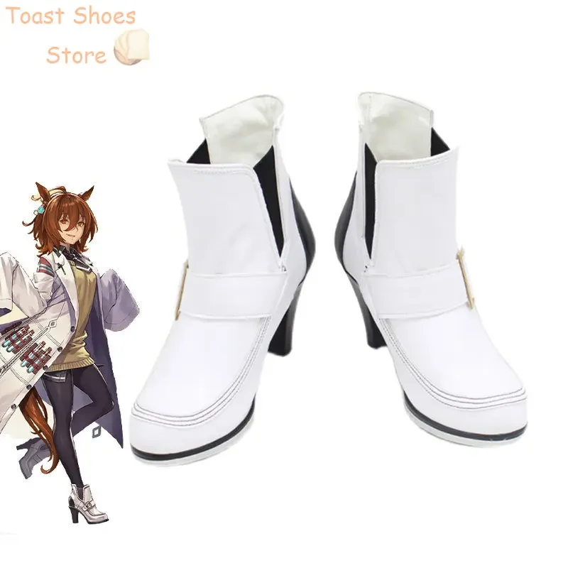 Gioco Umamusume: Pretty Derby Agnes Tachyon Scarpe Cosplay Stivali di Carnevale di Halloween Cosplay Prop Scarpe in pelle PU Costume Prop