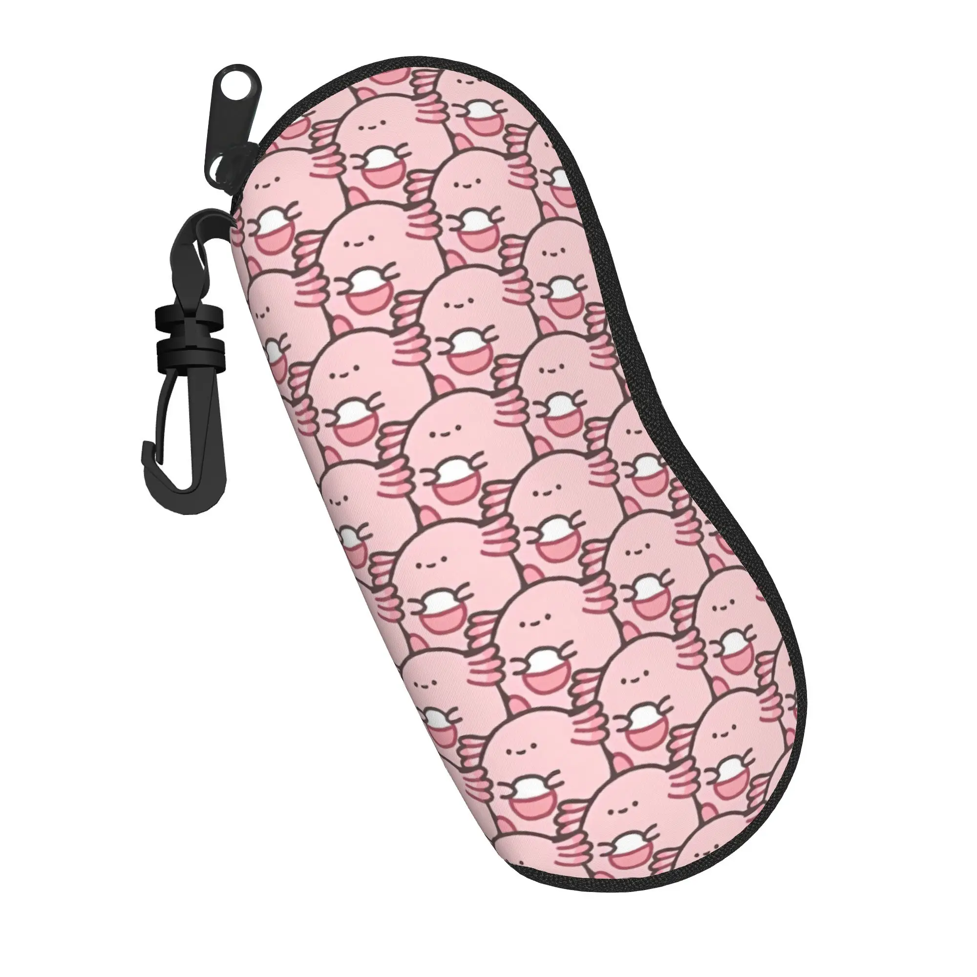 Axolotl Mexican Salamander  Accessories Glasses Case for Girl Boy Lightweight Zipper  Glasses Protector Protector Eyeglasses Box