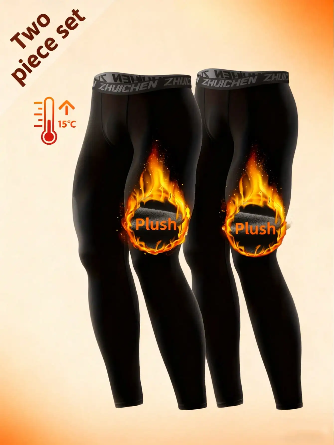 

2-Pack Men's Fleece-Lined Thermal Base Layer Leggings - Warm Stretch Long Johns for Outdoor Activities