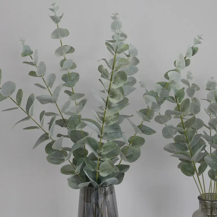 

10Pcs/lot 3D Printing Artificial Eucalyptus Leaf Wedding Road Guide Flower Arrangement Fake Plants Eucalyptus Home Table Decor