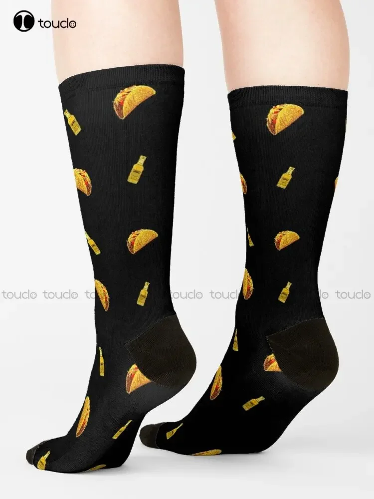 Tacos And Tequila ( Taco Tuesday ) Boy Socks Personalized Custom Unisex Adult Teen Youth Street Skateboard Socks Art